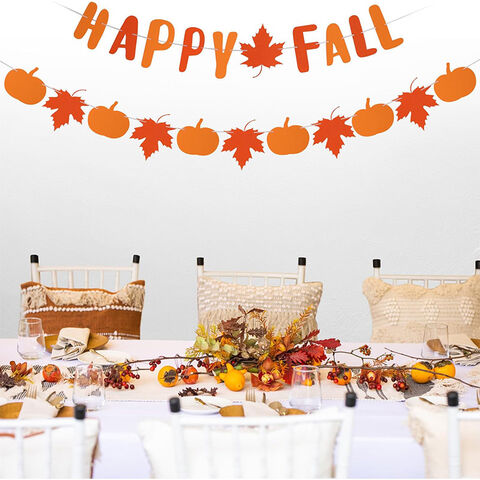 Thanksgiving Filzbanner - Herbstdeko mit Kürbis & Ahornblatt Girlande, Filzwimpel für Innen/Außen for sale at factory direct price