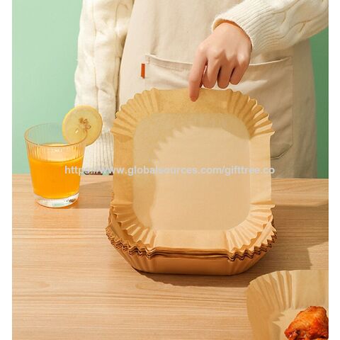 Air Fryer Papier Liner Rechteckig, Lebensmittelqualität, Antihaftbeschichtung, Fettabweisend, Air Fryer Einwegartikel, Quadratisches Pergamentpapier
