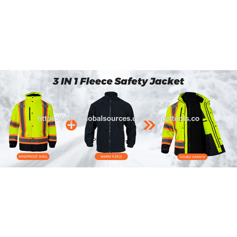 Großhandel Hochsichtbare Sicherheitsjacken für Herren 3-in-1 Hi-Vis Reflektierende Winterjacke Wasserdicht