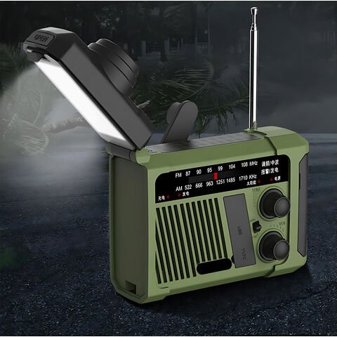 Rádio de Emergência Solar com Manivela, Rádio Portátil AM/FM, Lanterna e Lâmpada de Leitura, Alarme SOS, para Sobrevivência em Interiores e Exteriores for sale at factory direct price