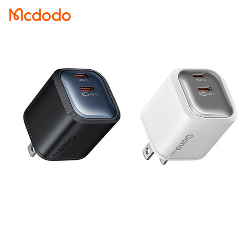 Mcdodo 102 Chargeur Rapide GaN Double USB-C 45W avec Prise US, Ultra Slim & Portable, Certification FCC pour MacBook, iPhone, Samsung