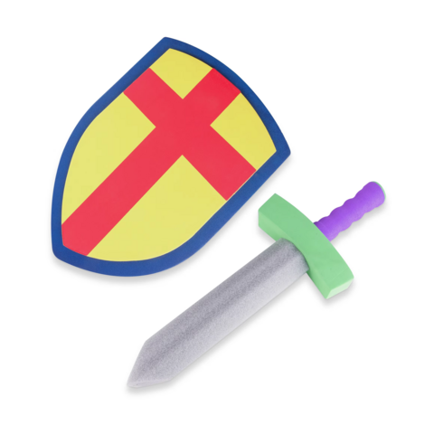 Ensemble Épée et Bouclier de Chevalier Médiéval pour Enfants en Mousse EVA Souple et Sûre, Mini, Très Demandé