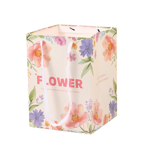Bolsas de flores al por mayor, nuevo bolso tote cuadrado de mano para flores