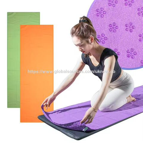 1Custom Printed Non-Slip Silicone Dot Polyester Microfiber Gym Towel Soft Yoga Mat for Sports Outdoor Logo Woven for sale at factory direct price