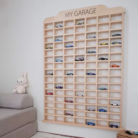 Estante de madera para decoración del hogar, habitación de bebé, para coches de juguete, estante de pared personalizado, almacenamiento compatible para juguetes y coches de juguete for sale at factory direct price