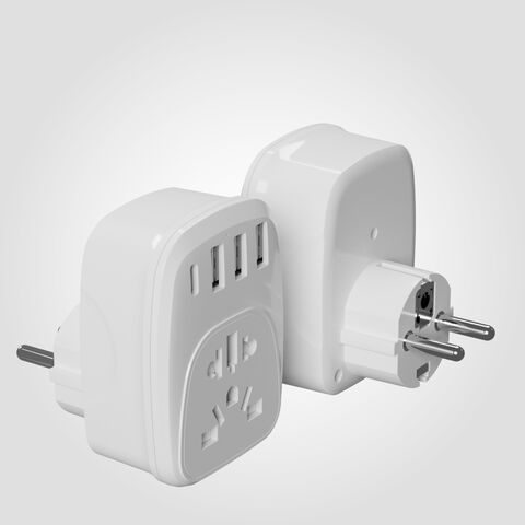 Deutschland Frankreich Reiseadapter mit Erdung 4 in 1 Euro Netzstecker Europäischer Steckeradapter mit 3 USB-Anschlüssen for sale at factory direct price