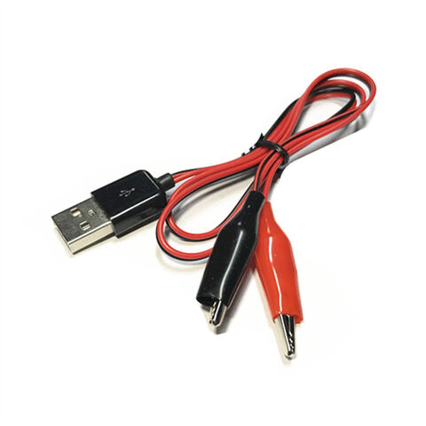 Cable USB Macho a Hembra con Pinzas de Cocodrilo Rojo/Negro (+/-) para Alimentación, Bajo Voltaje DC 5V para Pruebas