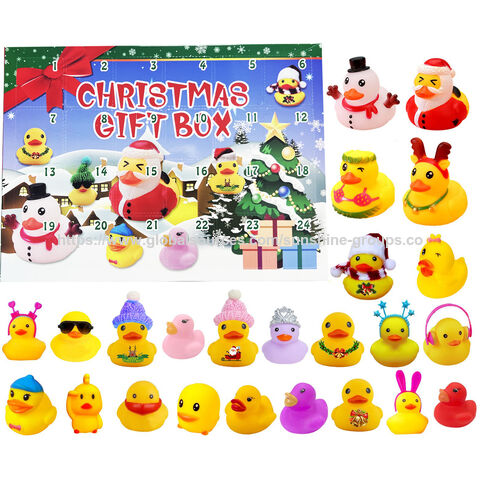 Calendario de Adviento con caja ciega de patitos de goma navideños, caja ciega de patitos amarillos de vinilo, set de regalo de cuenta regresiva para Navidad for sale at factory direct price