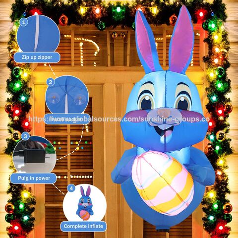 Aufblasbare Osterdekoration 1,2 m Fensterhänger Blauer Hase Garten Festival Leuchtende Dekoration for sale at factory direct price