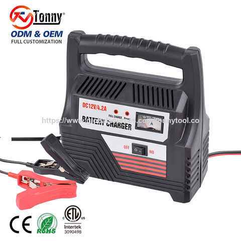 Chargeur Mainteneur de Batterie Intelligent 12V/4.2A Automatique pour Voiture Moto Plomb Acide AGM - Charge d'Entretien & Sécurité CE RoHS