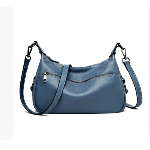 Bolsa tiracolo premium de couro de vaca com alça ajustável para uso diário - Azul safira for sale at factory direct price