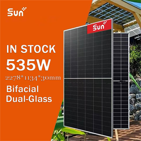 Módulo Solar Bifacial N-Type de Doble Vidrio 535W | Celda Mono | Garantía de 30 Años | TOPCon | Baja Tasa de Degradación for sale at factory direct price