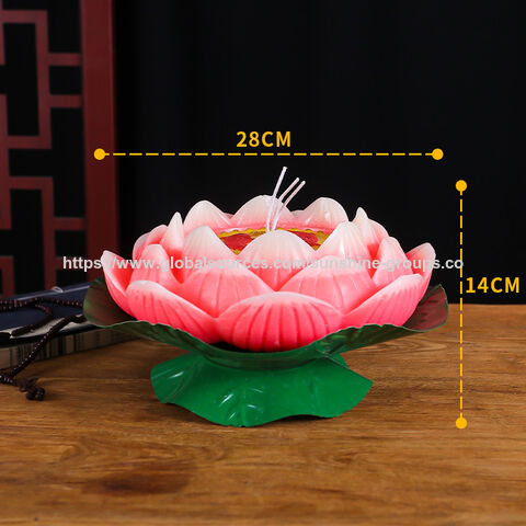 Lampe à bougie fleurie pour bougie lotus de Bouddha, lampe longue durée, bougie d'encens rouge pour la maison sans fumée, bougie de vœu de lotus for sale at factory direct price