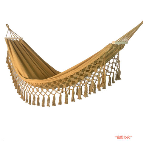 Hamaca de lona estilo boho para el hogar, portátil, apta para adultos, ideal para viajes y camping con cuerda