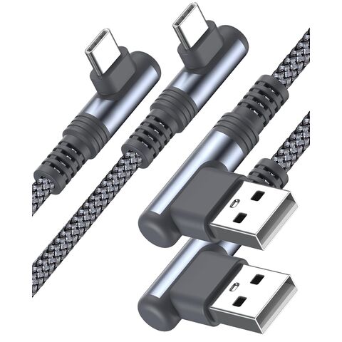 Cable USB a Tipo C de 90 Grados con Carga Rápida, Cable de Carga Duradero USB A a Tipo C PD con Trenzado de Nylon