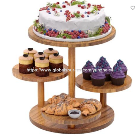 Présentoir de Service en Bois Écologique à Plusieurs Niveaux avec Finition Grain Naturel pour Pâtisseries et Desserts - Idéal pour Hôtellerie et Restauration for sale at factory direct price