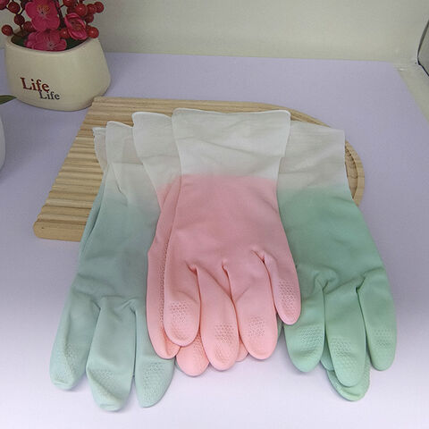 Luvas de PVC para uso doméstico, preço de fábrica no atacado, para limpeza de cozinha, lavagem de roupas, luvas de borracha duráveis e à prova d'água. OEM bem-vindo.