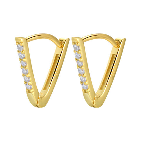 SISSLIA 2025 Tendance Argent S925 18K Pavé Géométrique Triangle Mode Polyvalent Boucles d'Oreilles Créoles pour Femmes - Bijoux en Argent en gros