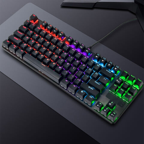 Mechanische Tastatur mit Kabel, 87 Tasten, mechanische, mehrfarbige Hintergrundbeleuchtung, für Desktop-Computer, Büro, E-Sport-Spiele