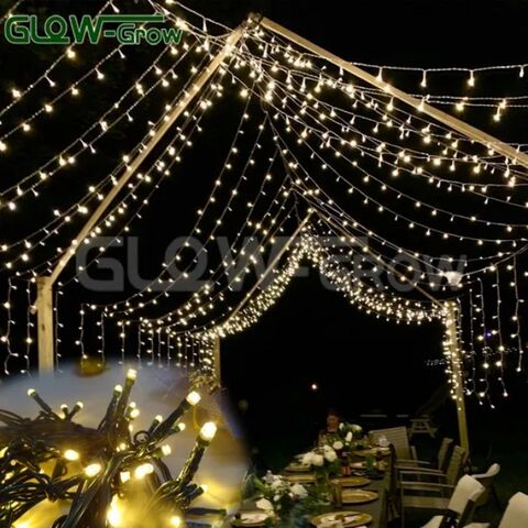 Guirnalda de Luces LED Blanco Cálido 220V para Navidad, Tipo Cortina de Hielo con Efecto Twinkle, Ideal para Decoración de Camping, Hogar y Jardín