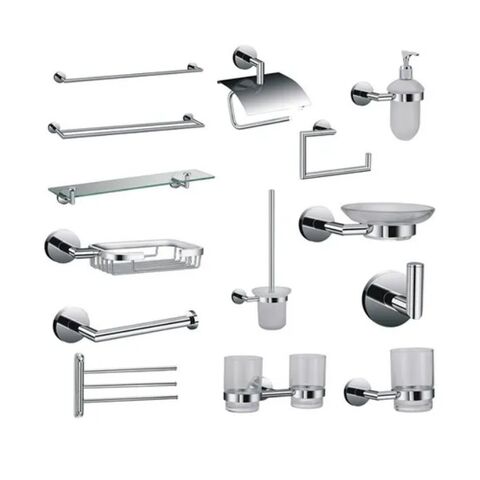 Accessoires de salle de bain en laiton : porte-serviettes, barre, porte-papier, distributeur de savon pour hôtels et projets de construction