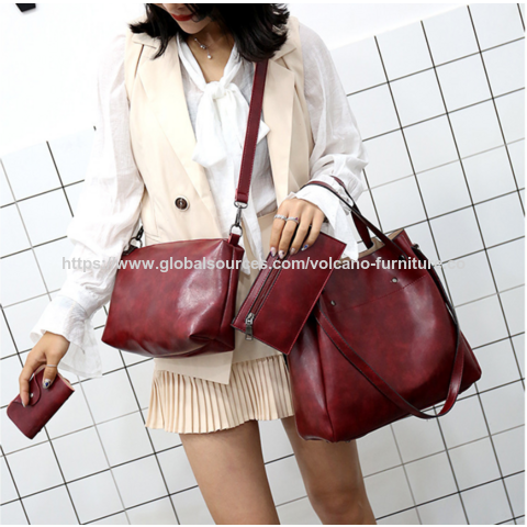 Bolsos tote al por mayor de cuatro piezas, modernos bolsos de PU para madre e hijo, bolsos de mano de color sólido, bolsos cruzados de un solo hombro for sale at factory direct price