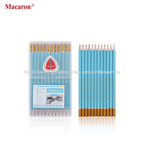 Conjunto de Lápis de Desenho Xin Bowen, Dureza Média, Azul, Corpo Hexagonal, Estojo de PVC, 12 Unidades, Lápis para Esboços e Desenho Técnico for sale at factory direct price