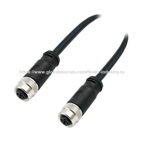 Accesorios para dispositivos médicos: Cable conector circular de moldeo recto hembra a hembra de 4 pines M12 con código T, cumple con RoHs y Reach for sale at factory direct price