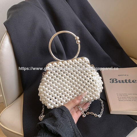 Wholesale Hand-woven Pearls Bag Clutch Handbag Evening Bag for Women for sale at factory direct price