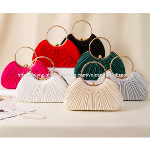 Wholesale pleated evening bags, ladies' handbags, banquet clutch bags, dress bags and round-shaped handbags evening bags for sale at factory direct price