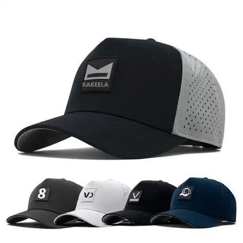 Gorra de béisbol con logo de PVC de goma, orificio cortado, sombrero perforado, gorra de golf para papá