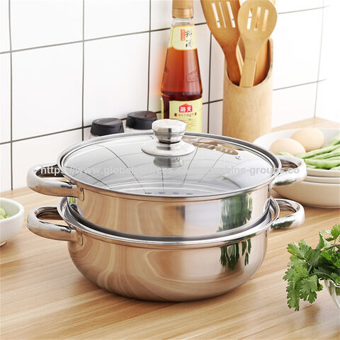 Dampfgarer Edelstahl Topf verdickt 28CM Dämpfender Suppentopf Doppelohren Doppelschicht Suppendampfer Home Geschenk Topf for sale at factory direct price