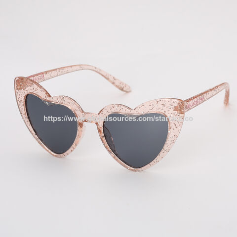 نظارات شمسية للبنات بتصميم OEM جديد، بلاستيك مخصص، شكل قلب ملون، عدسات حماية UV400