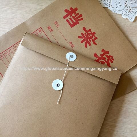 Bolsa de archivo para material de oficina, papel Kraft grueso de 180g/200g, bolsa de información A4 resistente a roturas for sale at factory direct price