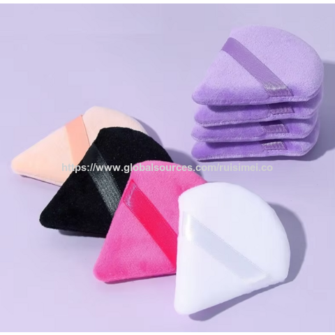 Benutzerdefinierter dreieckiger Puderquaste Make-up Schwamm, weiche Velours Private Label Kosmetik Puderquaste, schwarze Samt Puderquasten für das Gesicht