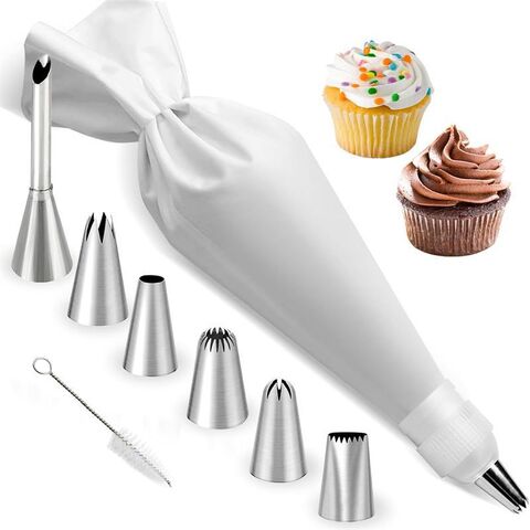 Icing dispensers & tips 14-piece set of 304 stainless steel piping tip set, cotton piping bag, tie, cream puff tip and baking set