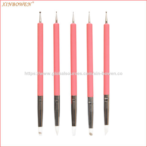 Juego de Herramientas de Arcilla de Doble Cabeza Rojo Rosa Xin Bowen con Mango Acrílico, Juego de Herramientas para Puntear Cerámica para Producción DIY