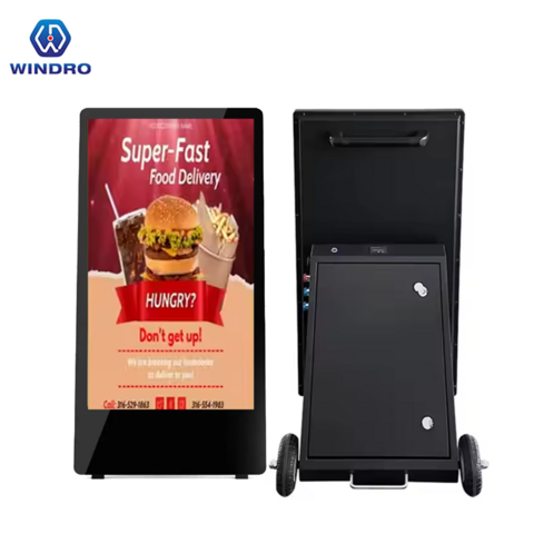 Lieferant, 55" mobile Outdoor-LCD-Werbedisplay mit Akku, Digital Signage Poster für Restaurant-Werbespieler