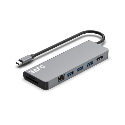 محطة إرساء USB-C 8 في 1 مع 3 منافذ USB-A 3.2 بسرعة 5 جيجابت في الثانية، HDMI 4K، RJ45 Gigabit، PD 100W، قارئ بطاقات SD/TF للكمبيوتر المحمول/الكمبيوتر الشخصي - محطة إرساء USB-C للشركات