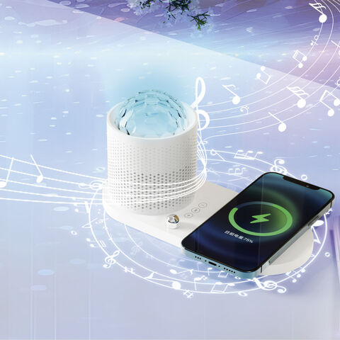 Qi-zertifizierte 15W-Ladestation mit 6W Bluetooth-Lautsprecher mit verbessertem Bass und Nachtlicht mit einstellbarer Helligkeit