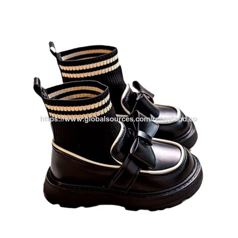 Zapatos de Vestir para Bebé, Estilo Moderno Primavera Otoño, con Lazo de Punto, Dulces, Tipo Bota Calcetín para Niñas Princesa