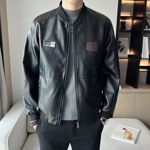 Custom PU leather embroidery retro vintage jacket for men for sale at factory direct price