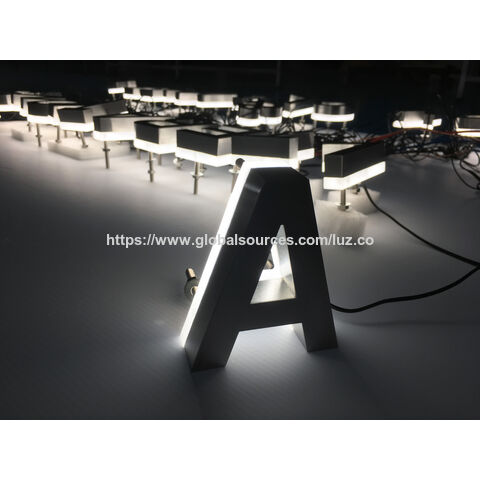 Letreiros 3D com letras retroiluminadas LED personalizadas, letras de aço inoxidável, letreiros 3D LED luminosos, letras de canal de alumínio para lojas