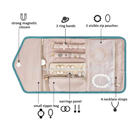 Schmuck Organizer Reiseetui Schmuckaufbewahrungstasche für Halsketten, Ohrringe, Ringe, Armbänder - Tragbare Schmucktasche im Großhandel for sale at factory direct price