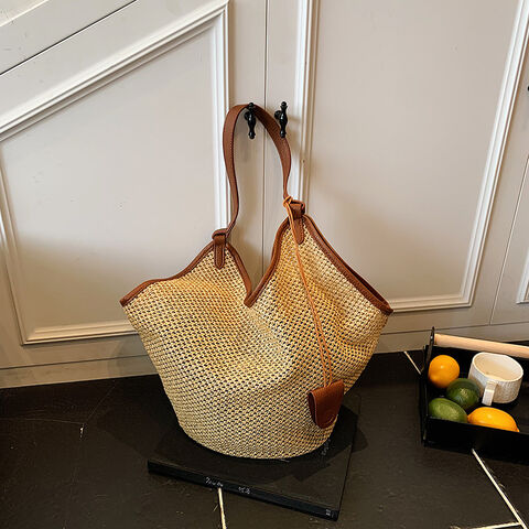 Grand sac fourre-tout tissé 2025 - Sac d'été pour le travail, Sac à bandoulière Boho spacieux pour femmes