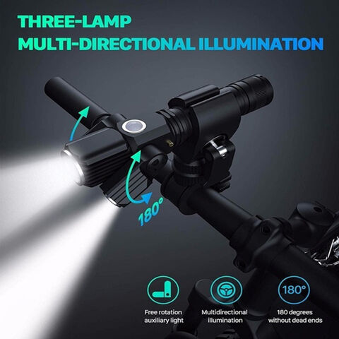Faros de Bicicleta Luz T6 Aleación de Aluminio Rotatoria para Montar de Noche, Linterna Potente, Accesorio de Iluminación Telescópica