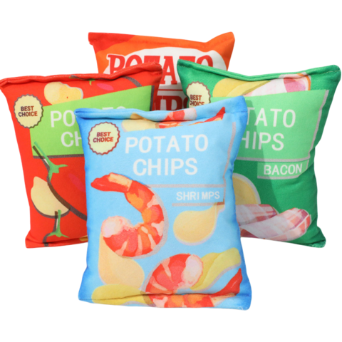 Vente en gros de fabricant, jouets en peluche pour chiens en forme de chips de pommes de terre en papier simulé, jouets en peluche sonores pour chiens, jouets à mâcher pour chiens for sale at factory direct price