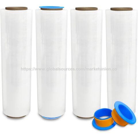 4 Rollos de Film Estirable Transparente de Calibre 80 para Embalaje y Envío, 45 cm x 457 m, Alta Resistencia y Sin Estiramiento