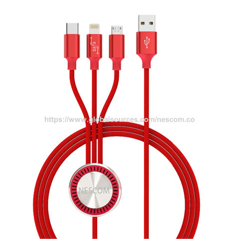 480mbps 3-in-1 Usb 2.0 Charging Cable With Aluminum Alloy Housing ...