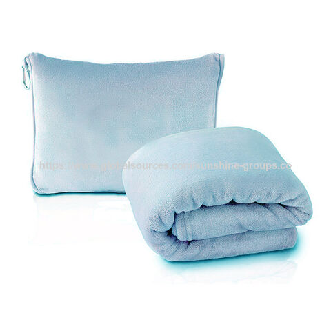 بطانية سفر اثنين في واحد قابلة للطي مع تخزين، بطانية قيلولة صغيرة من الفلانيل for sale at factory direct price